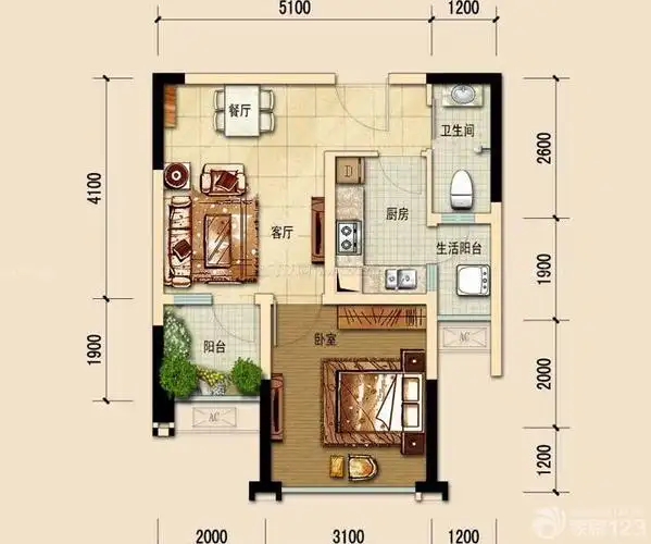 50平米小户型房子室内设计平面图
