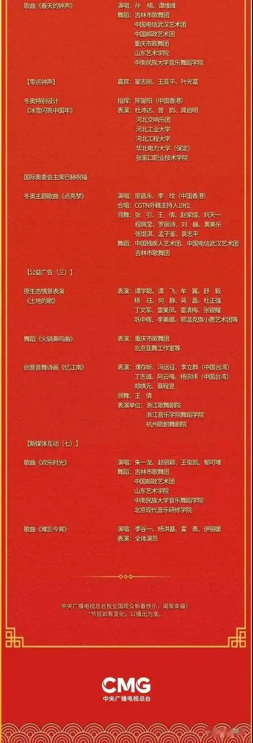 2022年央视春晚节目单来了