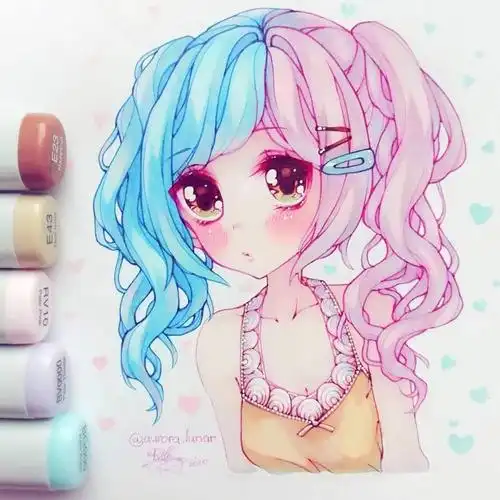 马克笔手绘q版手绘漫画女生人物素材