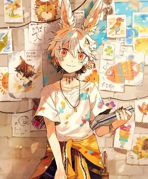 画风精致的动物拟人化少年插画对于毛发质感的刻画真是绝了