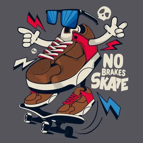 时尚潮流卡通鞋子怪兽插画矢量图