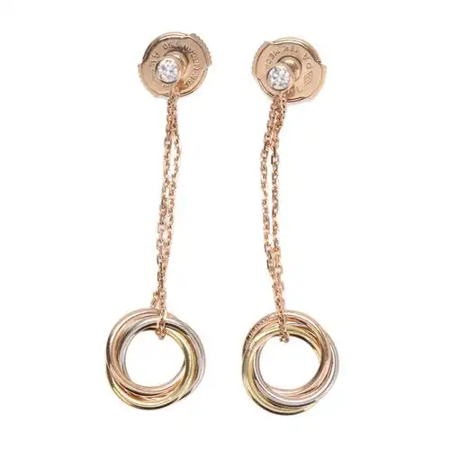 [9.5新]卡地亚cartier女士三色金镶钻耳钉70331020