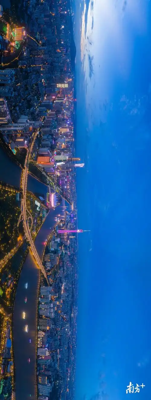 全景航拍|端午节广州夜色清新迷人