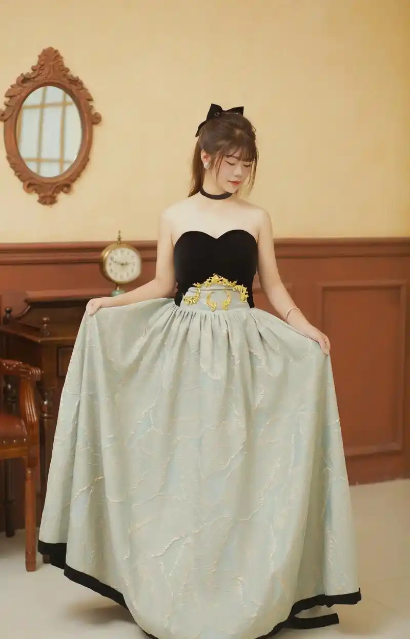 鞠婧祎绿色波光公主裙造型图 ,我的公主长大了 - 抖音