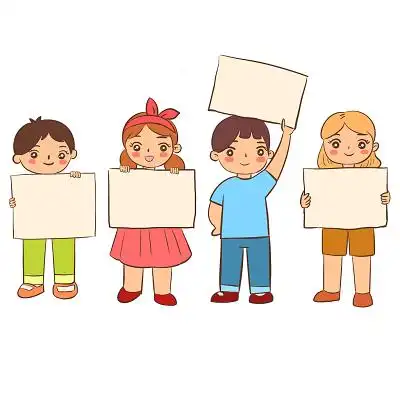 小朋友们竞选大队委卡通人物小学生宣传学习png素材