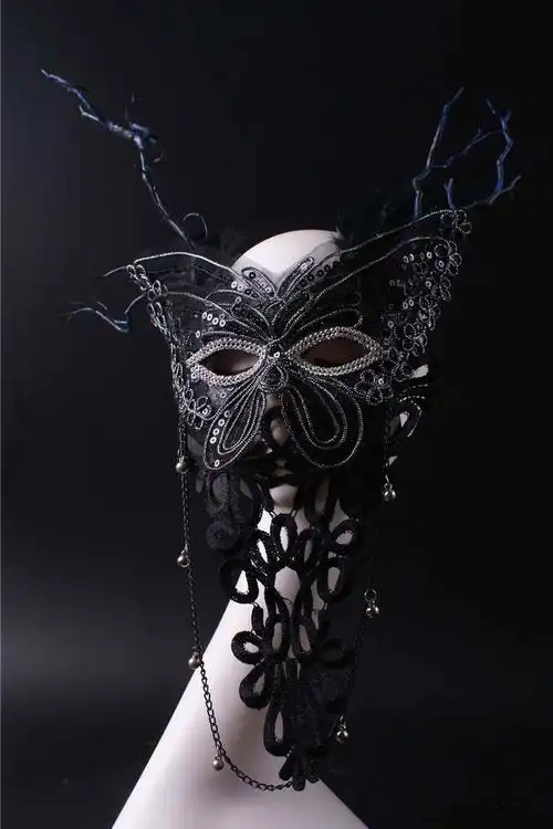 蒙面唱将面具蒙面歌王夸张舞台唱将面纱假面鹿角直播全脸面具年会舞会