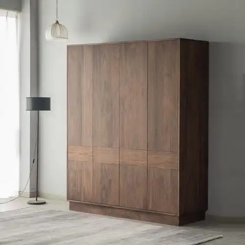 全黑胡桃木衣柜全实木原木全实木高端四门对开门北欧简约卧室衣橱