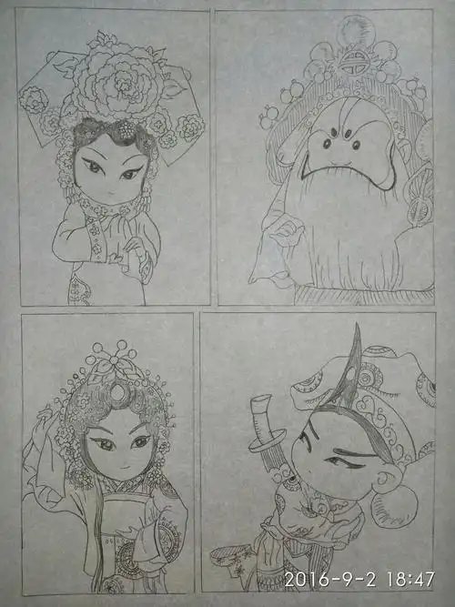 京剧人物简笔画手绘 京剧人物简笔画手绘花旦