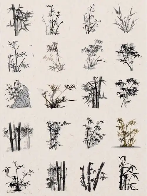 古风70组水墨竹子png免扣素材