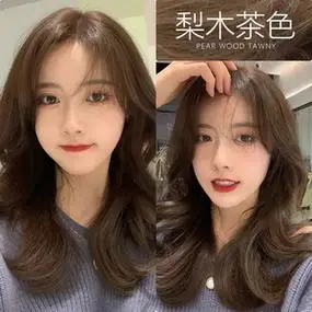 梨木茶色染发剂2021流行色蓝黑紫色染头发膏泡泡植物女纯棕色显白