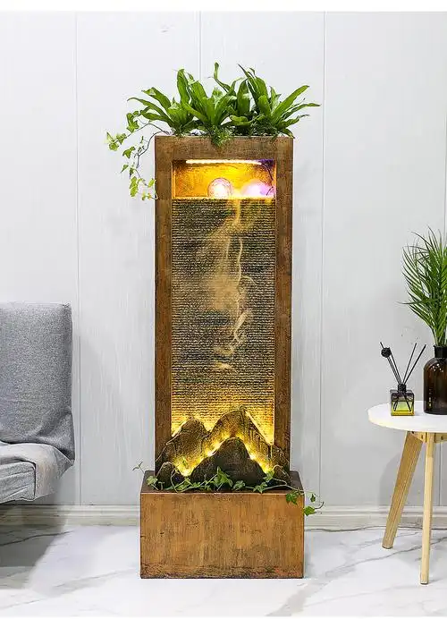 客厅水幕墙流水喷泉创意加湿器办公室美容院室内前台水景装饰摆件