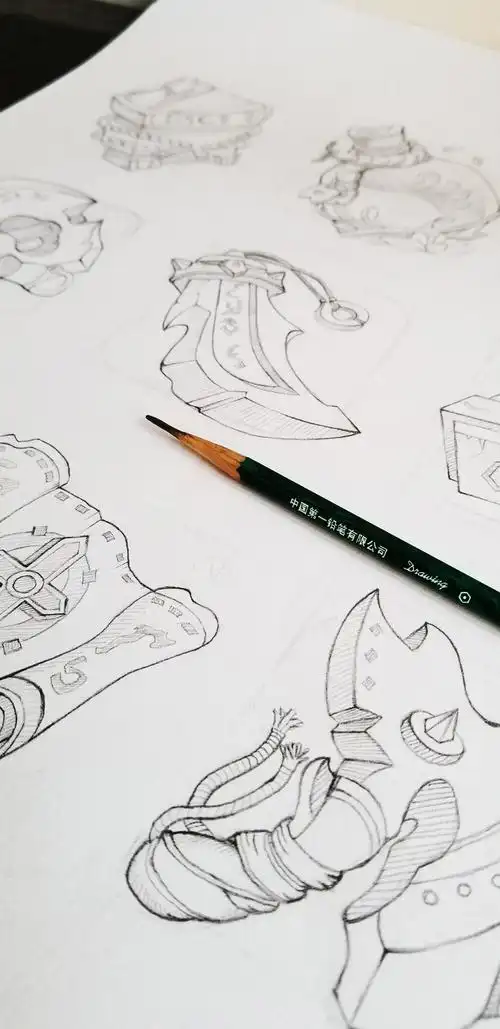 铅笔手绘游戏图标线稿