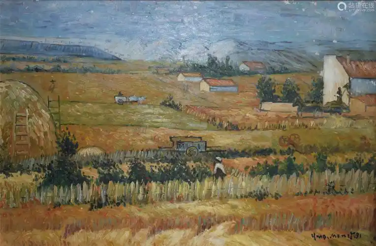 莫奈款油画夏日丰收图