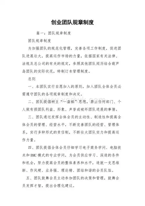 创业团队规章制度docx