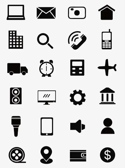 黑白物品小图标免抠素材免费下载_觅元素51yuansu.com