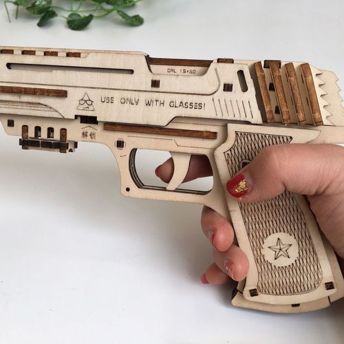 乌克兰ugears机械传动木质拼装模型组装玩具diy手工木枪男生礼物