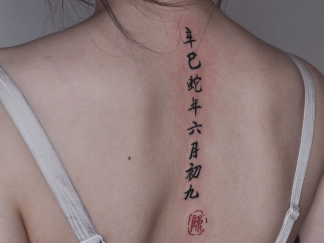 适合纹在脊柱上的纹身低调优雅的脊柱纹身图案