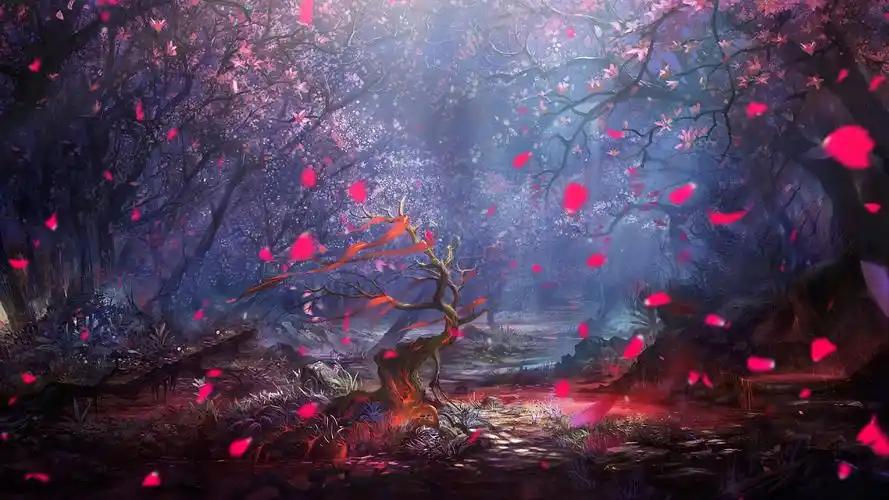 4k唯美梦幻桃林深处视频背景ae模板桃花林背景