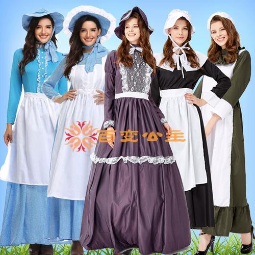 欧洲农场装田园风农妇裙法国女仆裙中世纪平民服装成人话剧演出服