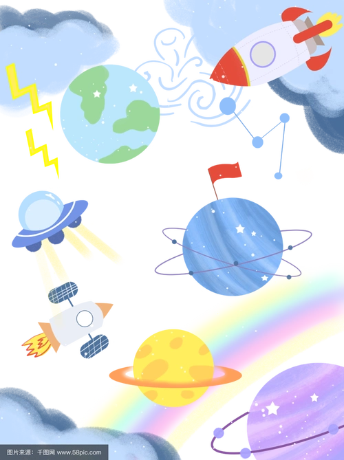 星球素材 宇宙火箭卡通素材 行星卡通