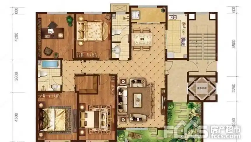 恒科华府,四房二厅,极少户型,南北通透,阳光极好