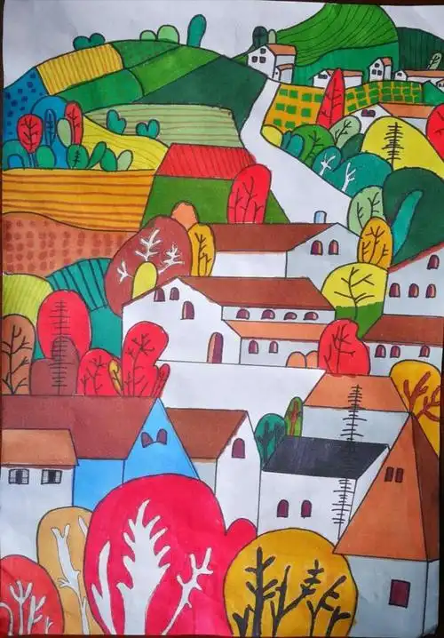 家乡的变化简笔画 绘画家乡的变化简笔画