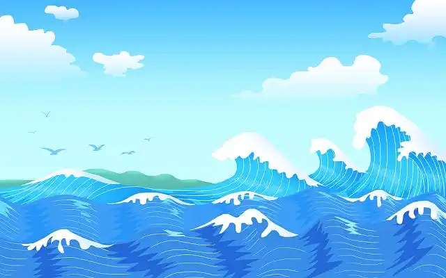 黑色背景海浪大海自然风景波涛汹涌的蔚蓝的天空和海浪背景图卡通水纹