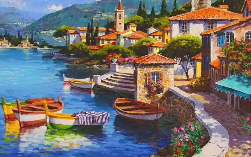 清新油画唯美景色图片高清电脑壁纸下载