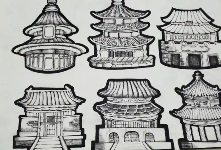 儿童画简笔画古代建筑或东方建筑素材,不会画的小伙伴可以看看,希望