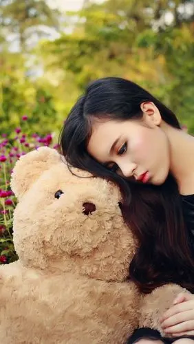 壁纸 亚洲女孩和玩具熊,悲伤 2560x1600 hd 高清壁纸, 图片, 照片