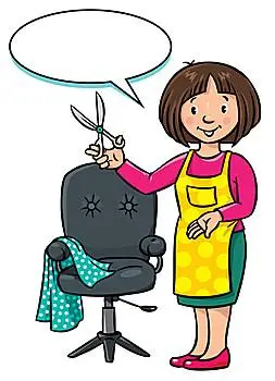 有趣,美发师,职业,序列,孩子,插画,女人,剪刀,靠近,理发师,气球