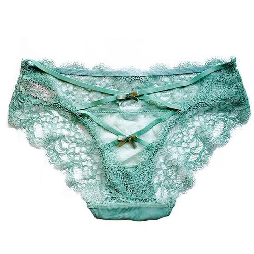 三角裤内裤女性感火辣睫毛蕾丝臀部镂空细带时尚无痕薄款黑色底裤