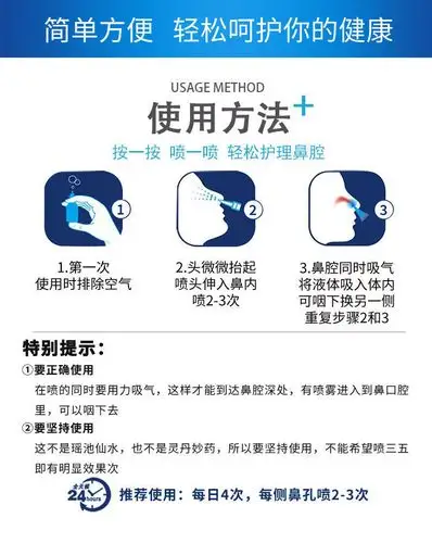 长泰鼻敏灵鼻腔喷雾器鼻塞鼻痒鼻出血急慢性鼻炎冲洗1盒成人20ml