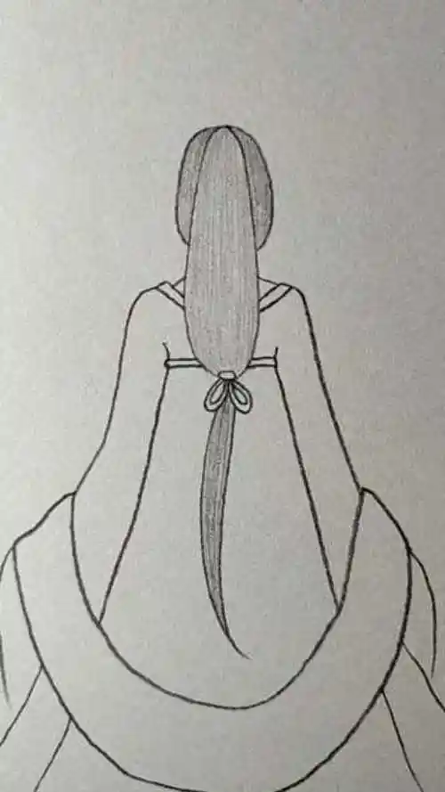 画一名古风女子的背影