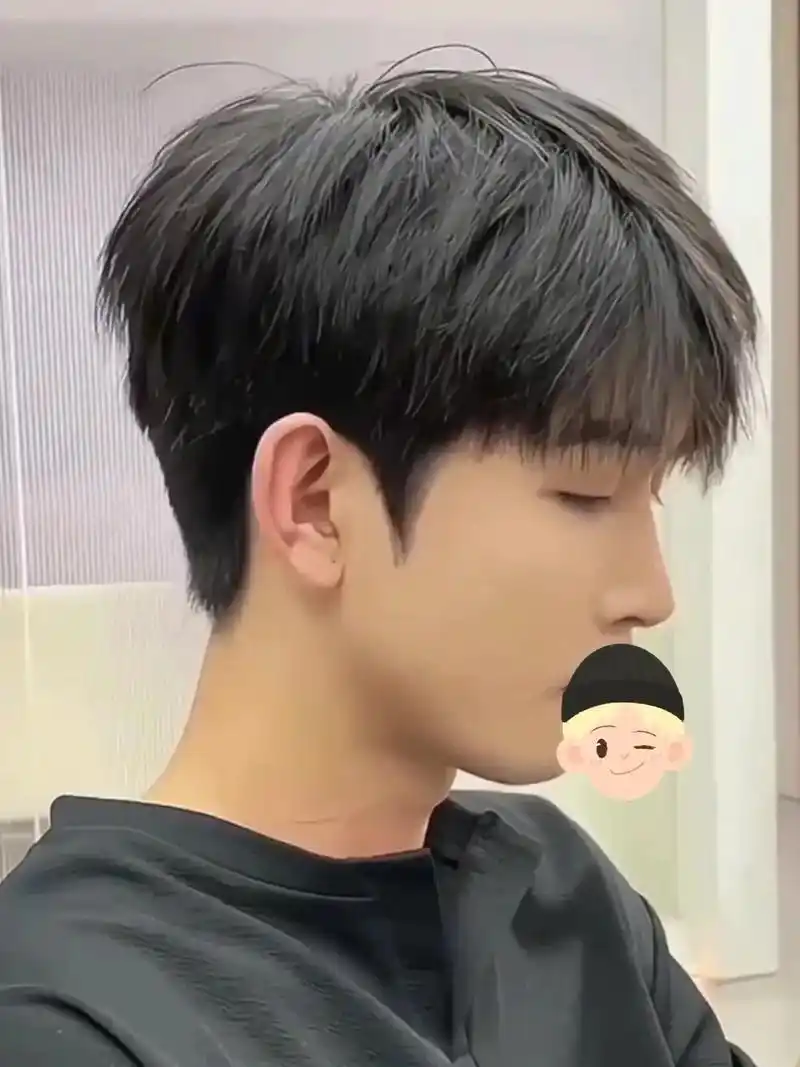 自然碎盖两侧保留厚度刘海盖修眉毛长度男生.