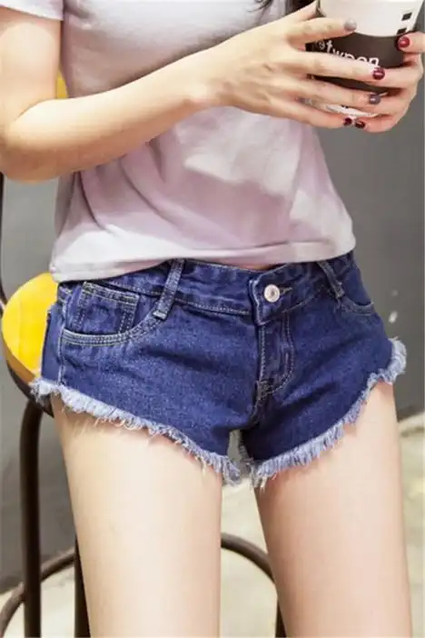 2018夏季新款性感低腰超牛仔短裤百搭潮流三角裤夜店跳舞三分裤牛仔