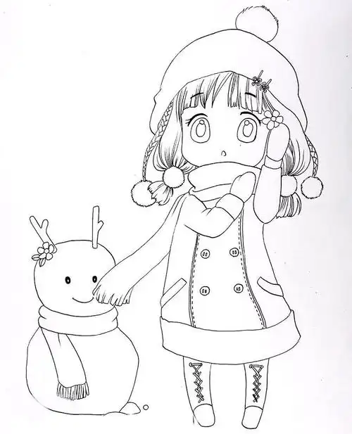 当我们画好了之后 选择水彩笔或其他的涂色工具 对画面中的人物进行