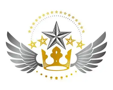 星星皇冠翅膀徽章标签矢量元素