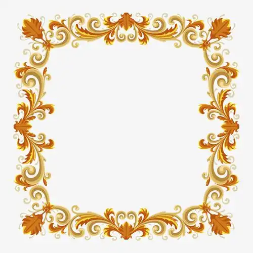金色花纹边框免抠素材免费下载_觅元素51yuansu.com