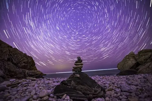 山东威海孙家疃靖子卵石海滩初夏星空美