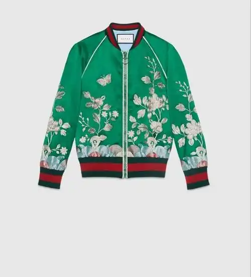 gucci 16春夏丝绸绣花 刺绣杨幂同款棒球服外套-淘宝网