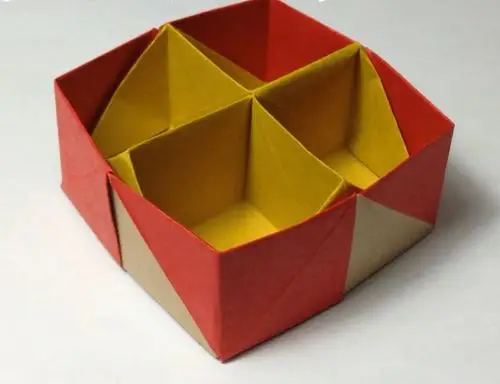 手工折纸收纳盒折法制作教程教你四格折纸盒子怎么折