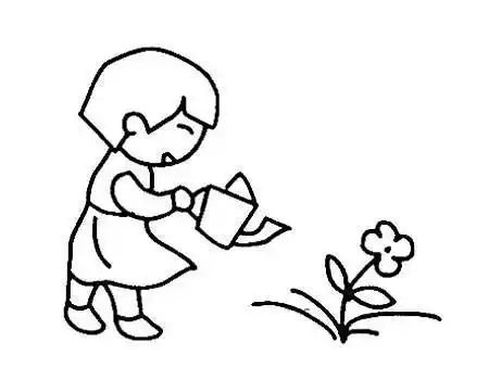 浇水简笔画 小孩浇水简笔画