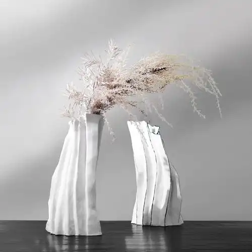 纳茉简约现代断层花器陶瓷材质花瓶样板房客厅花瓶