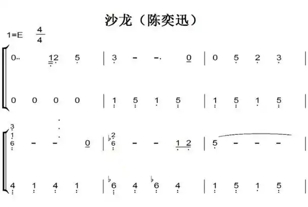 沙龙陈奕迅最新流行原版钢琴双手简谱钢琴谱钢琴简谱