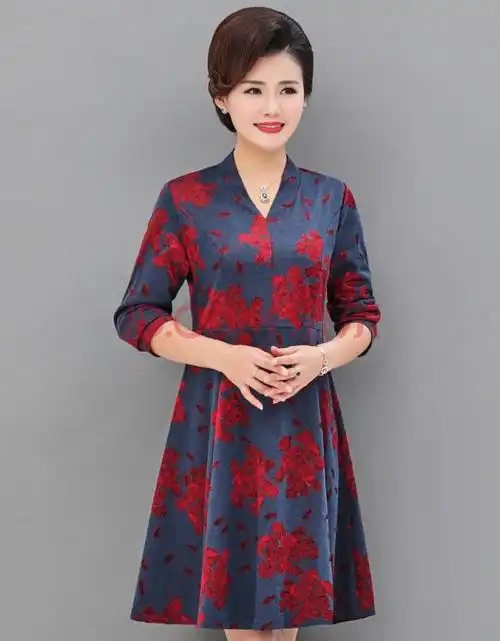 水墨青华 声雨竹品牌女装专柜正品同款妈妈秋装连衣裙40岁50中老年