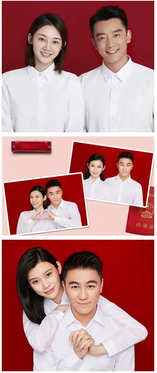 结婚照情侣装 拍结婚登记照情侣装领证件照的衣服白色衬衫男女同款