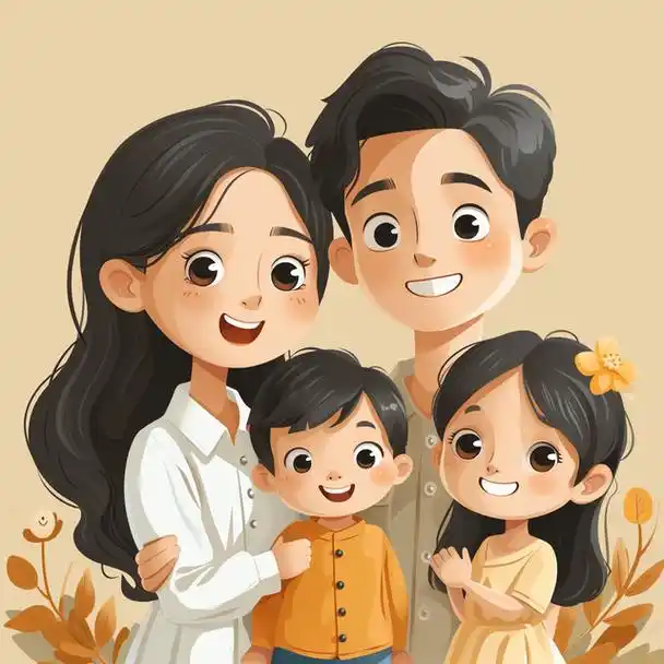 亲子头像|2024一家四口姐弟「插画合集1」原创