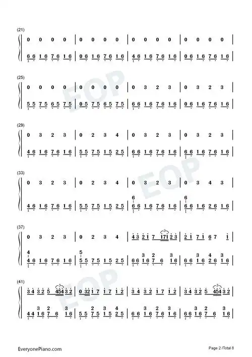 亡灵钢琴-长腿叔叔双手简谱预览2-钢琴谱文件(五线谱,双手简谱,数字谱