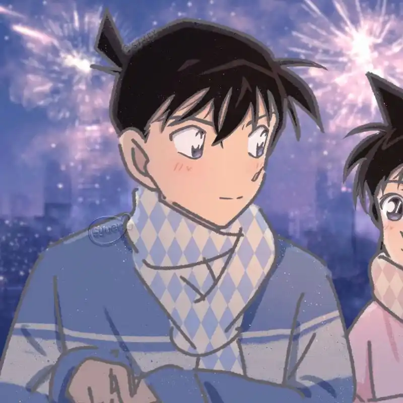 名侦探柯南工藤新一小兰|情侣头像 ₍₍对你的喜欢像满天流星坠地